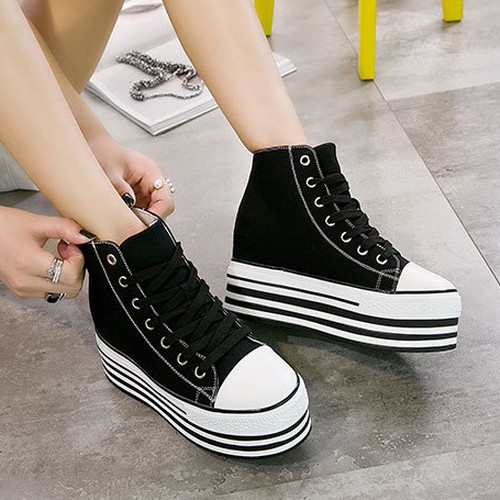 ボリュームソールスニーカー 全2色 キャンバスシューズ 厚底スニーカー ハイカットシューズ レディース 21 5cm 22cm 22 5cm 23cm 23 5cm 24cm 24 5cm 人気 安い 韓国ファッション Sinsakumall