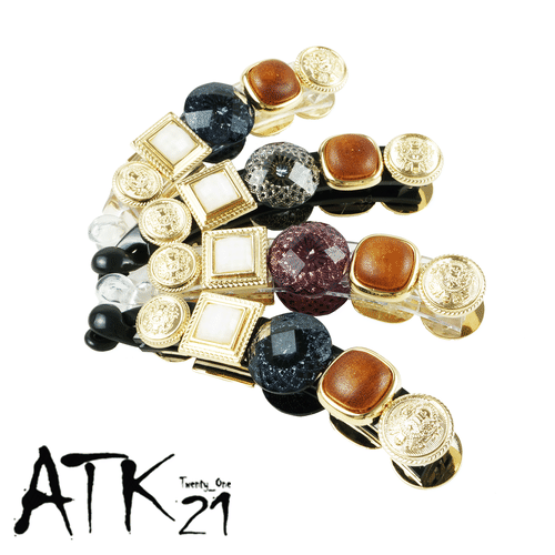 アンティークボタン レトロ バナナクリップ クリアタイプ 髪留め しっかり留まる レディース 簡単ヘアアレンジ ヘアアクセサリー Bnn Atk21