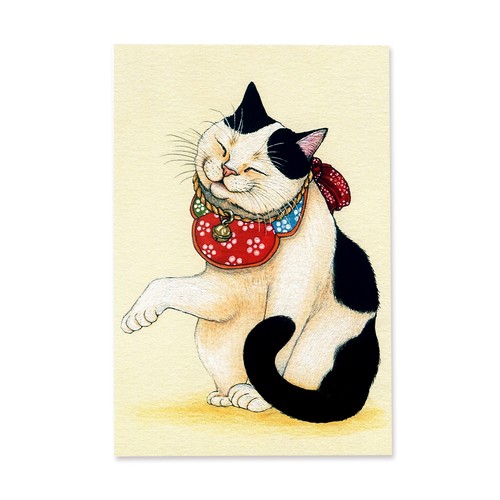 16 招き猫かもしれない ポストカード Maneki Neko I Ll Bring Luck To You Postcard イラストレーター たなかひろこ