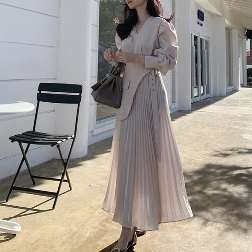 プリーツフレアシフォンワンピース U5264 Udresser