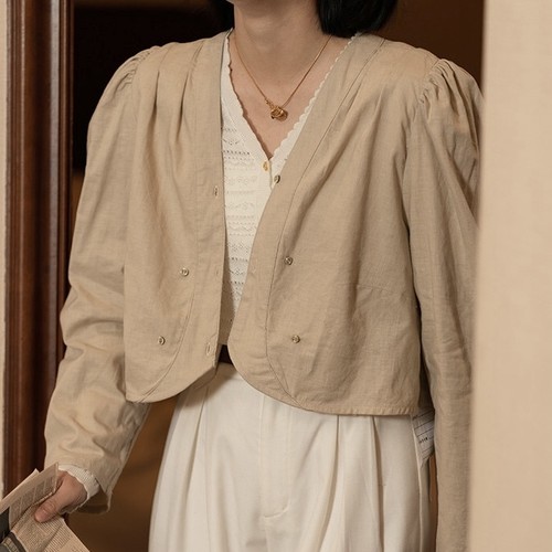 puff sleeve cotton short jacket puff sleeve cotton short jacket