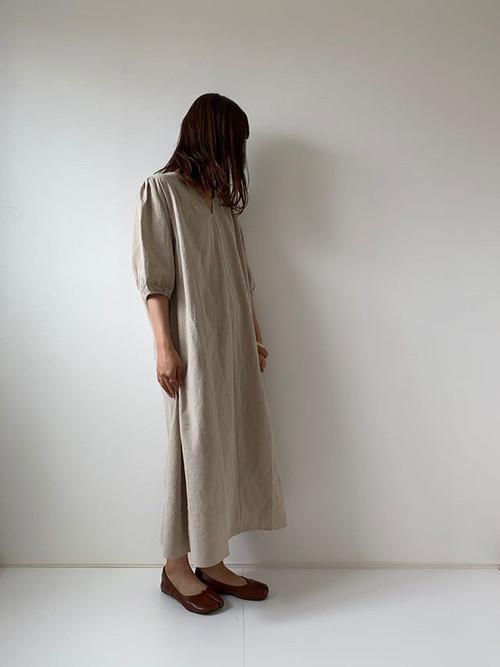 No 5 5分袖コットン リネンロングワンピース レディース Il