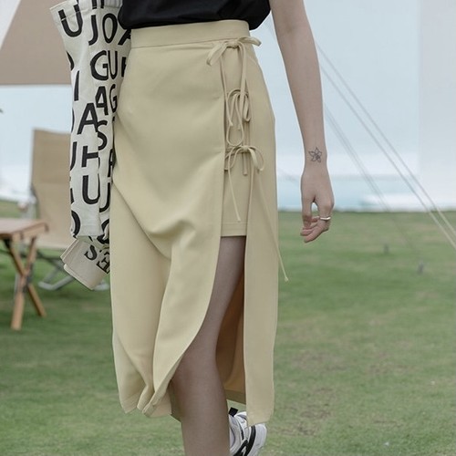 slit side ribbon midi skirt 2c's slit side ribbon midi skirt 2c's