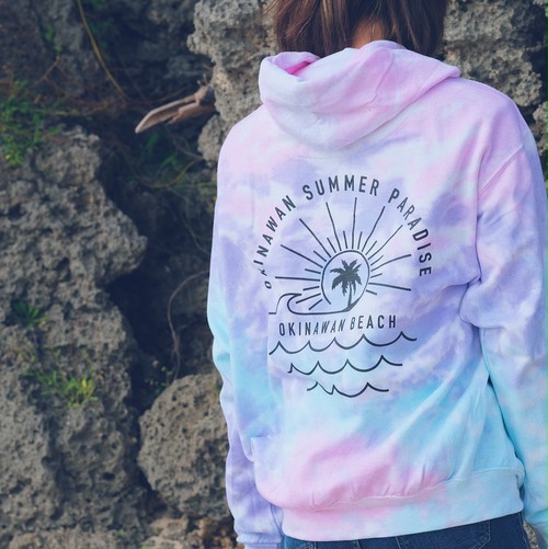 OKINAWAN BEACH Tie dye Nami Rainbow & Spider Hoodie OKINAWAN BEACH Tie dye Nami Rainbow & Spider Hoodie