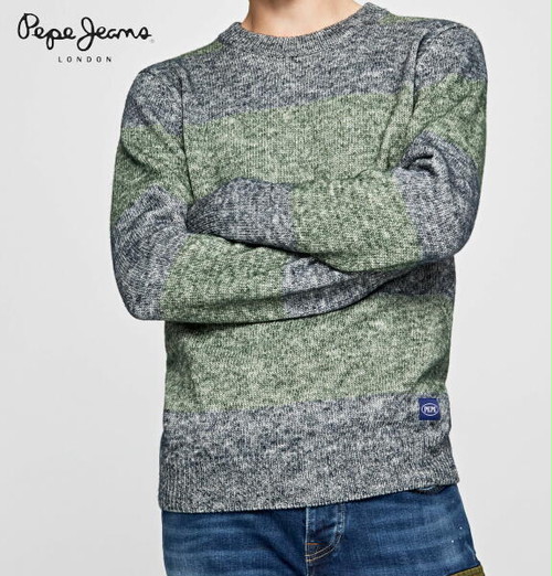 ペペジーンズ ニット セーター クルーネック ボーダー メンズ トップス PEPE JEANS LONDON TEO MARBLE STRIPED SWEATER DULWICH【正規取扱店】