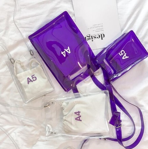 クリアバッグ スケルトン バック ショルダー鞄 透明 フロントロゴ 持ち手 A5 クリアバック レディース 春夏 Ladiesfashion Kandk