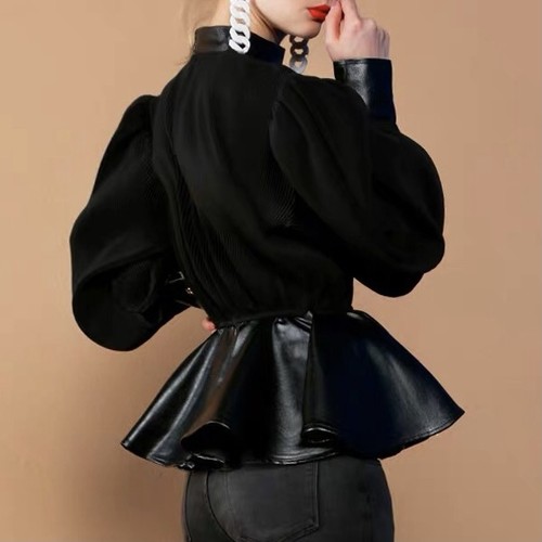 contrast leather peplum 2c's contrast leather peplum 2c's
