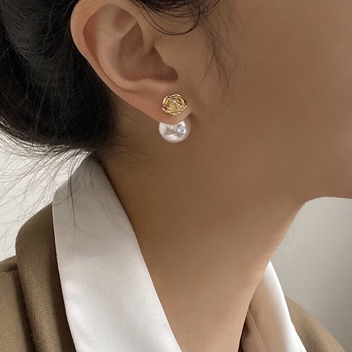 gold rose pearl pierce gold rose pearl pierce