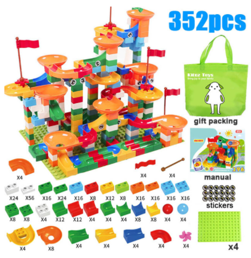 レゴ互換 ボール転がし 玉転がし スロープ ルーピング コースター 迷路 ブロックセット Lego風 脳を刺激する知育玩具 352ピース Happy Hobby あなたのベストが見つかるお店