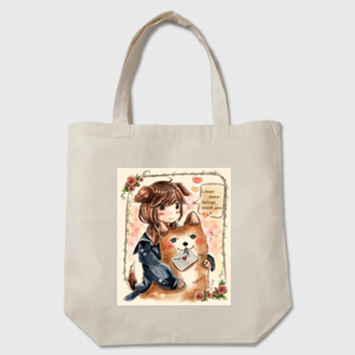 トートバッグ 柴犬と女の子 ちびすけ堂