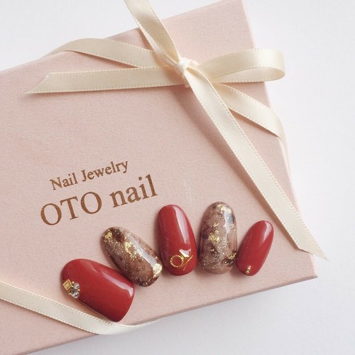 秋ネイル Rose 秋色ボルドー 大人べっ甲ネイル ネイルチップ通販 販売専門店oto Nail