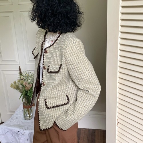 hem stitch tweed jacket hem stitch tweed jacket