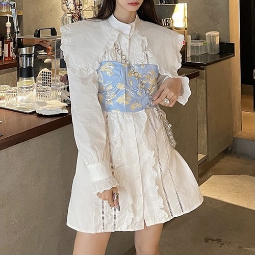 big frill collar short one piece big frill collar short one piece