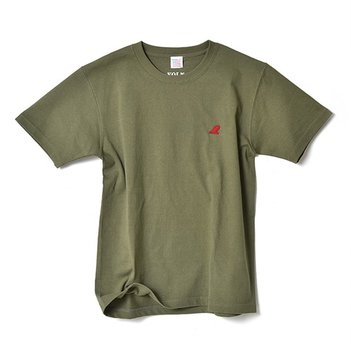 CREW NECK T-SHIRT / RED FIN / LIGHT OLIVE
