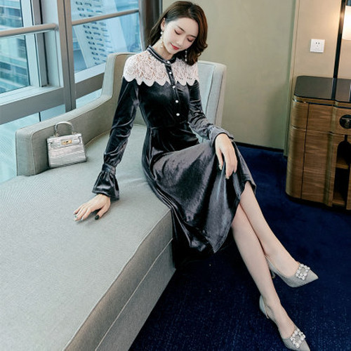 パーティードレス ベロア ベロア ワンピース 結婚式 お呼ばれドレス 冬 秋冬 代 30代 40代 パーティードレス 結婚式 冬 長袖 ひざ丈 ロング 二次会 袖あり 演奏会 パーティードレス かっこいい 可愛い ワンピース Drs 036 ふくふくの木