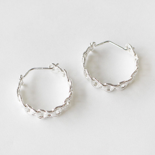 Sv925製フープピアス デザインチェーン Ennui Rosebud