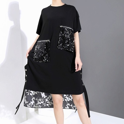 個性的 ワンピース モード系ファッション 黒 フィッシュテール 半袖 ひざ丈 イベント オフ会 コスプレ ステージ衣装 10代 代 30代 40代 50代 ろりーた ワンピース 個性的 ワンピース Joliefille