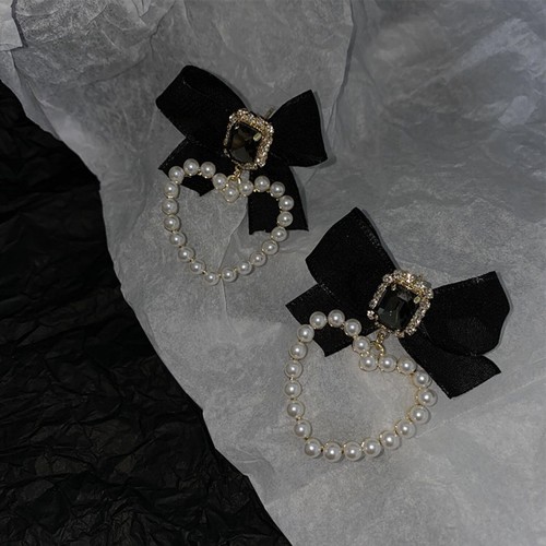 velours ribbon heart pierce/earring velours ribbon heart pierce/earring