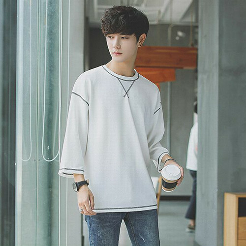 メンズ シャツ Tシャツ 七分袖 ラウンドネック 大きいサイズ 春夏