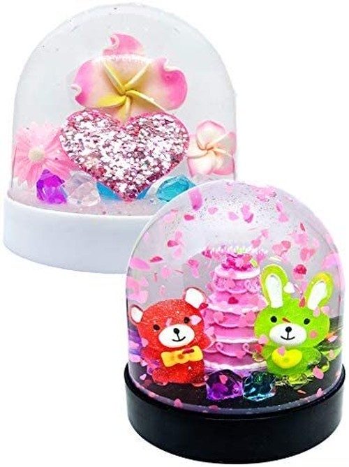Bosslogy スノードーム お家で作れる 手作り 工作 キット お得な 2個セット ケーキ ハートと花 キット 丸黒型 丸白型 Bosslogy