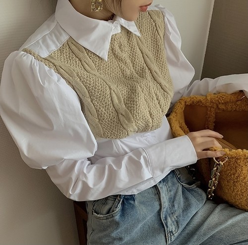 contrast knit shirt contrast knit shirt