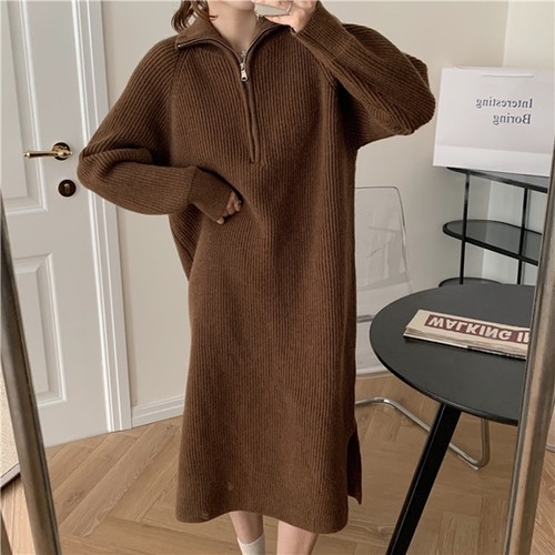 ワンピース 4 サイドスリット入りニットワンピース ｂｌｏｅｍ