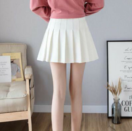 プリーツ スカート 白 ミニスカート Aライン インナーパンツ付き パンチラ防止 ウエストマーク 可愛い シンプル ホワイト Mai 14 S Select