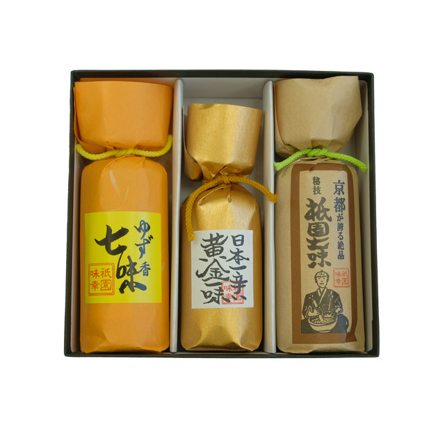 瓶３本ギフトセット ゆず香七味 黄金一味 祇園七味 祇園味幸