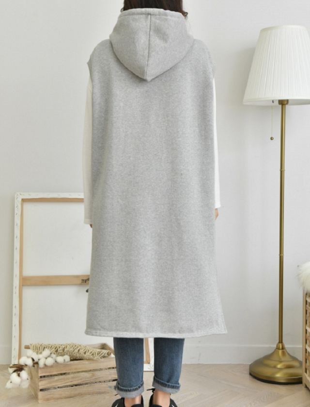 Sale ベストワンピース ロングベスト フードベスト フードワンピース スェットワンピース Milkyjiji
