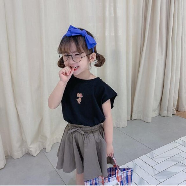 キッズ くまちゃんｔシャツ キュロット セットアップ 韓国子供服 夏物 Syanu Shop子供服 韓国子供服 韓国ベビー服 キッズベビー