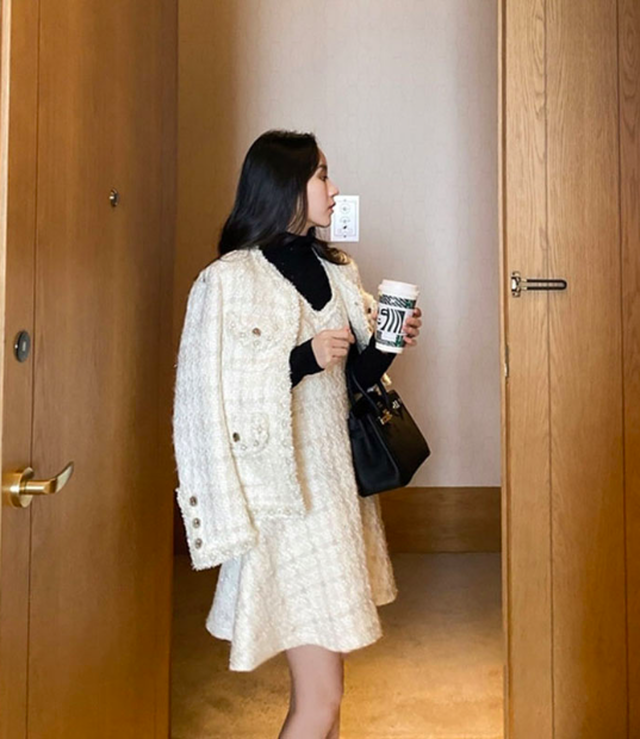 セットアップ ツイード ジャケット ショート丈 ワンピース Vネック 膝丈 おしゃれ 大人可愛い デート お出掛け 小柄さん 七五三 入学式 卒業式 入園 卒園式 結婚式 謝恩会 ミセス ウッディーベース1号店