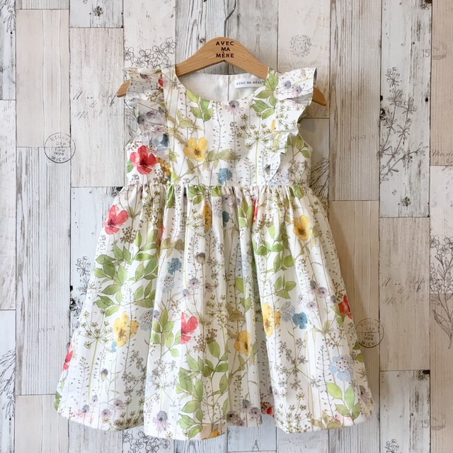 リバティ 肩フリルワンピース90 130size Avecmamere