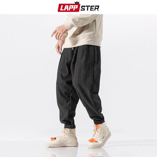 Lappster Eseストリートシックハーレムパンツメンズメンズウールヒップホップチェック柄スウェットパンツ男性冬ジョーカーパンツ ウィンター 冬物 Lappster公式ストア Efect