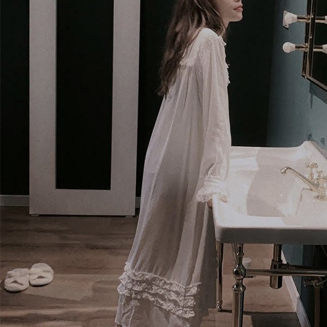 袖レースネグリジェ ワンピース ルームウェア パジャマ 全3色 Liliana
