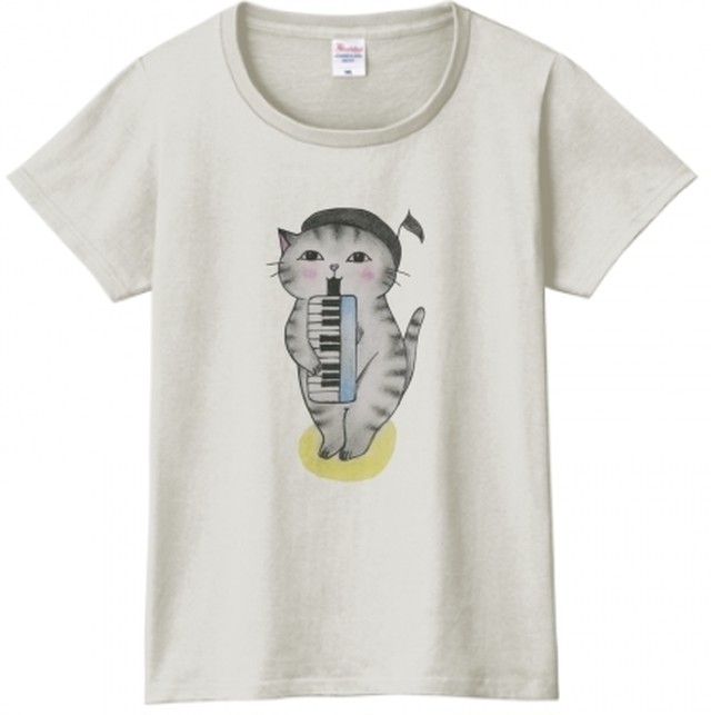 ピアニカ猫のｔシャツ 音楽雑貨でぶねこ