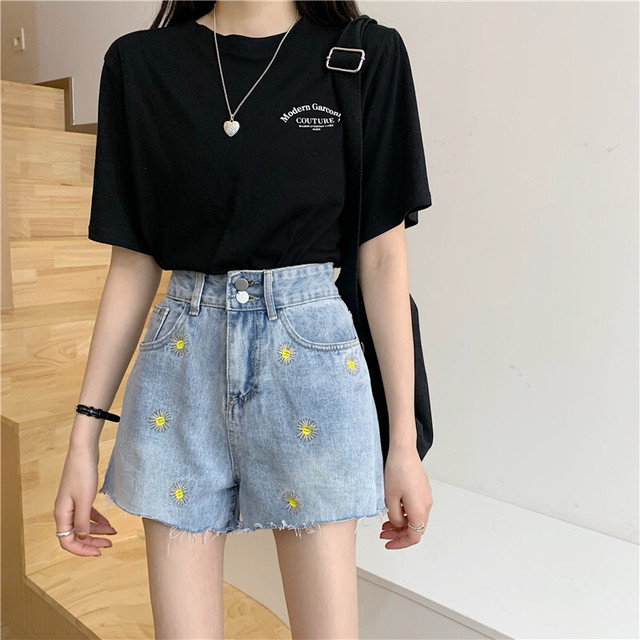 デニムショートパンツ パンツ デニム ジーンズ ショート丈 デート 女子会 韓国 オルチャン 韓国レディースファッション通販 ポワン