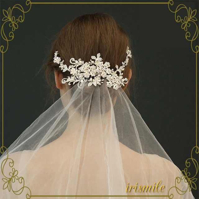 ブライダル ヘッドドレス 可憐なレース ビジュー 小枝パール ボンネ クリップタイプ Irismile For Wedding