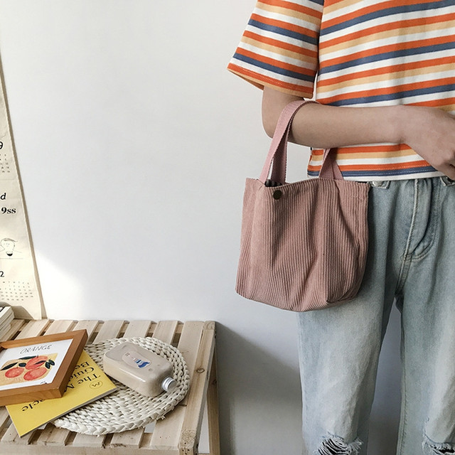 コーデュロイ ミニトートバッグ レディース 小さめ サブバッグ エコバック ショッピングバッグ コンパクト ミニバッグ ハンドバッグ 可愛い スクエア 軽量バック 携帯 春 Officewalaa オフィスワラア レディースファッション スタイル
