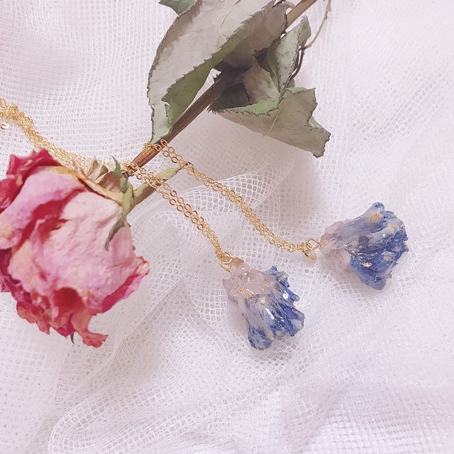 Delphinium Rosequarz Necklace 鉱石花 Mimi Web Store