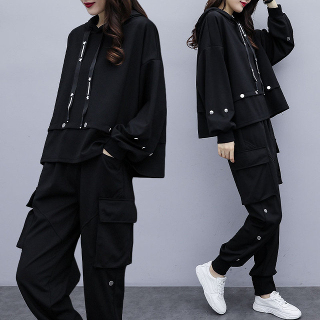 セットアップ レディース 40代 韓国 スーツ スカート コーデ 30代 代 パーカー パンツ ストレートパンツ フード付き 長袖 無地 ボタン ゆったり 体型カバー ツーピース 大人 可愛い Dress No Sato