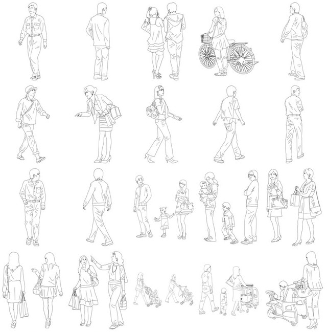 人物線画sketchup素材 4up Line01 5 Sketchupチューリップ 人物 樹木素材
