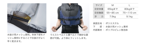 Aqa Life Jacket ライフジャケットiii Ka 90 ブラック ネイビー Diveislandstore ダイブアイランドストア