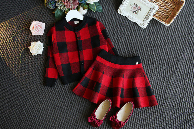 ブロックチェックカーディガン スカート セットアップ キッズ 韓国子供服 It You イットユー