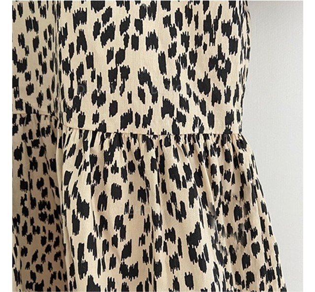 レオパード柄 パフスリーブワンピース 韓国ファッション ガーリーファッション パフスリーブ アニマル柄 Fee Lulu