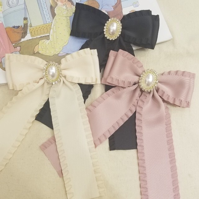 パールフリルリボンブローチ Audreyharajuku