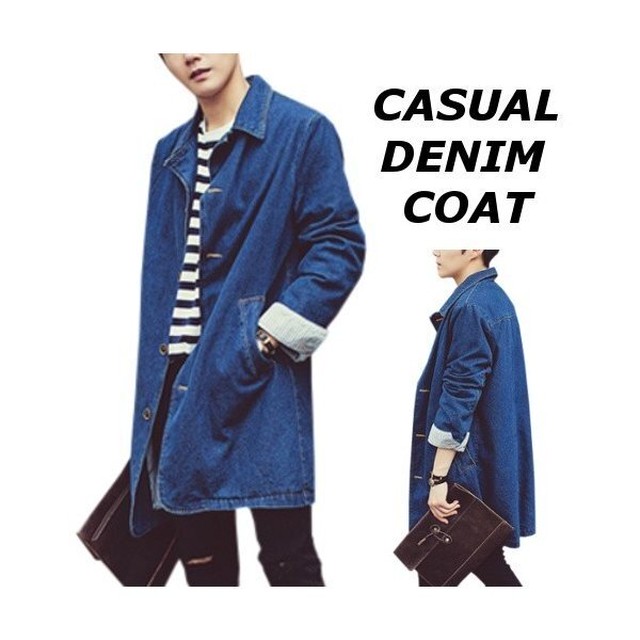 トレンチコート デニム メンズ デニムコート 大きいサイズ 4216 Lagy 韓国ファッション レディース メンズ 通販のお店