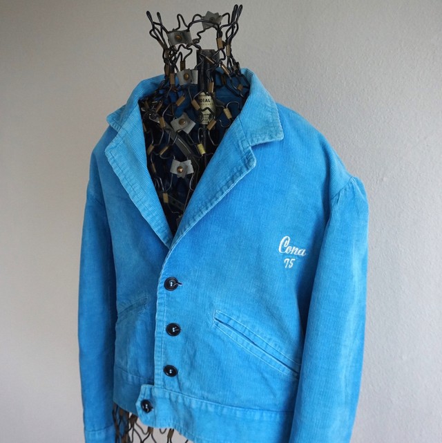 1970 S テーラードカラー ショート丈 チェーンステッチ コーデュロイジャケット ターコイズブルー 実寸 Men S Xs Women S M程度 ヴィンテージ Magnolia Webstore 1970 S テーラードカラー ショート丈 チェーンステッチ コーデュロイジャケット ターコイズブルー 実寸 Men S Xs Women S M程度 ヴィンテージ Magnolia Webstore
