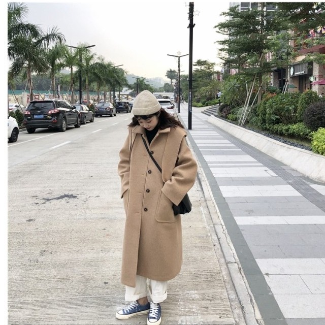 韓国 ファッション レディース 秋冬 ロングコート キャメル ピンク レディース アウター 韓国 大人可愛い 大きいサイズ 秋冬 ベージュ 超 Basecamp49