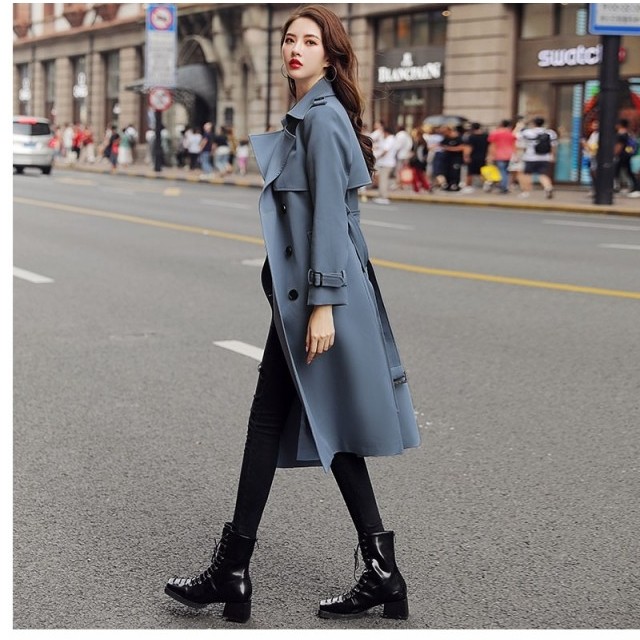 大きいサイズ アウター レディース 春夏 ロング トレンチコート レディース ブルー ベージュ 大きいサイズ 春 アウター スプリングコート Basecamp49