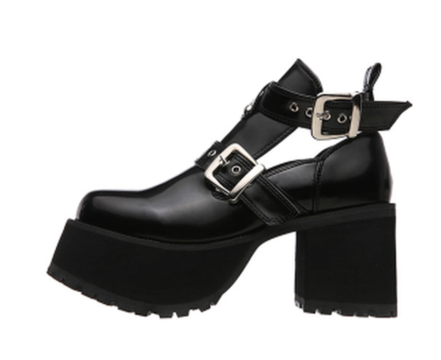 予約販売 新作 レディース レザー 厚底 チャンキーヒール パンプス サンダル 海外インポート Shoes Chou シューズシュー